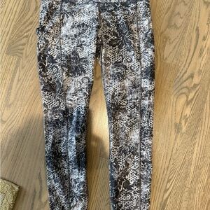Lululemon Black and White Floral Leggings